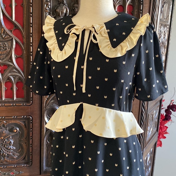 Miss Patina Dresses & Skirts - Miss Patina Kitty Peter Pan collar 40s 50s vintage inspired pinup dress L